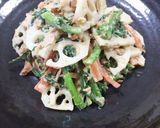 シャキシャキ蓮根と春菊のツナマヨサラダ作り方4写真