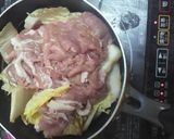春菊と、余った豚肉ですきやき鍋作り方4写真