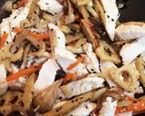 きんぴらリメイク♪根菜と鶏肉の和風パスタ作り方5写真