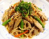 きんぴらリメイク♪根菜と鶏肉の和風パスタ作り方7写真