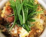 親子丼！照焼チキンとそぼろ。麺つゆで簡単作り方5写真
