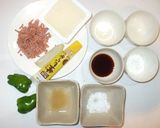 豆腐+ひき肉のハンバーグ風煮物♪ピーマン作り方1写真