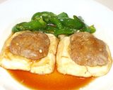 豆腐+ひき肉のハンバーグ風煮物♪ピーマン作り方12写真