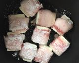 木綿豆腐の豚バラ巻き、小松菜のあんかけ作り方3写真