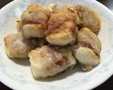 木綿豆腐の豚バラ巻き、小松菜のあんかけ作り方5写真