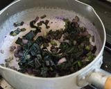 小さな土鍋で作る紫小松菜ごはん作り方5写真