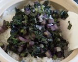 小さな土鍋で作る紫小松菜ごはん作り方6写真