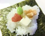 梅＊チーズ＊胡桃＊枝豆の手まきごはん。作り方5写真
