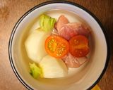 ﾄﾏﾄ☆ｶﾌﾞの豆乳茶碗蒸しスープ作り方3写真