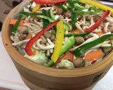 野菜炒めの材料で！蒸篭蒸し作り方3写真