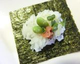 炙りたらこ×枝豆・胡桃の手まきごはん作り方4写真