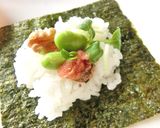 炙りたらこ×枝豆・胡桃の手まきごはん作り方5写真