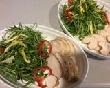 簡単みず菜サラダと鶏ハム作り方7写真