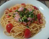 【にせ】ねぎとろ&トマトパスタ作り方11写真
