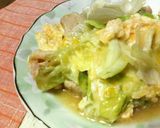 豚薄切り肉とシャッキリレタスの♡卵とじ♡作り方6写真