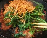 牡蠣と春菊のパスタ　トマトソース作り方17写真