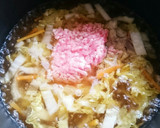 白菜とひき肉のとろりあったかスープ作り方5写真