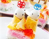 ひな祭りに、簡単三色の押し寿司作り方16写真