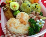 ハートの三色おにぎり弁当 幼稚園作り方1写真