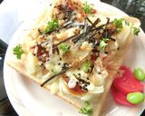 ソース味。蒸かし芋のたぬきトースト作り方8写真