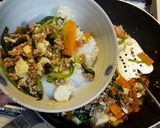 【小麦粉ふりふり】マーボ菜とうふ丼作り方9写真