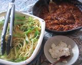 野菜いっぱいミートスパ(>_<)。作り方1写真