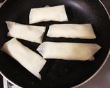 簡単おやつ☆ちくわとポテトの焼き春巻き作り方5写真