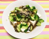 ヘルシー！豆腐のもずくとキュウリがけ作り方3写真
