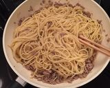 豚挽肉とニラのガーリックバター醤油パスタ作り方6写真