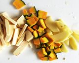 簡単！フライパンで芋とかぼちゃの大学イモ作り方1写真