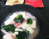 3分クック♪豆腐と法蓮草カニカマあん作り方1写真