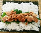 ✿ニンニク風味✿豚チーズ巻き寿司作り方4写真