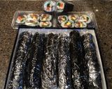 韓国風の海苔巻き甘辛牛肉入り作り方8写真