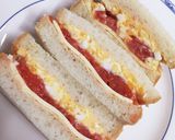 朝食ランチに卵トマ、チーズのサンドイッチ作り方3写真