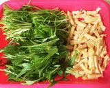 簡単⁈水菜と油揚げの炒め煮♪作り方1写真