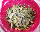 途中で味変⁈水菜とコーンのサラダ作り方2写真