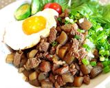 ビーフとごぼうと蒟蒻のゴロゴロ丼作り方10写真