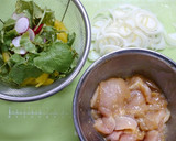 簡単！ムネ肉とラディッシュの生姜炒め作り方1写真