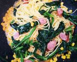 ほうれん草とウインナーのクリームパスタ☆作り方3写真