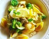 鶏肉とブロッコリーのレモンクリームパスタ作り方5写真