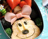 ハムのビッグリボン☆ミニーちゃんキャラ弁作り方4写真