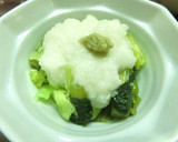野沢菜漬けに、わさびとろろとエゴマ油。作り方4写真