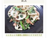 シャキシャキ蓮根と春菊のツナマヨサラダ作り方5写真