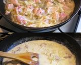 チキンとマカロニのクリーム煮半熟目玉焼き作り方3写真