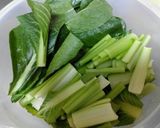 青菜(小松菜)と豚肉のふわ卵炒め作り方1写真