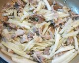 大根と水菜とえのき茸の冬野菜パスタ作り方4写真