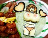 バレンタイン 海苔アート おっぱい弁当作り方5写真