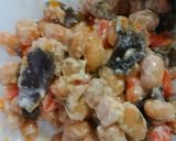 お豆さんの煮物（市販）で、かき揚げ作り方3写真