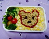 【食パン用抜き型】クマさん鶏そぼろ弁当作り方8写真