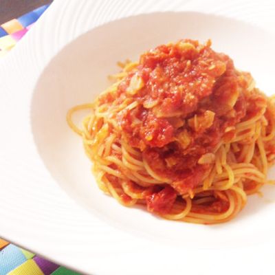 完コピ！トマトとにんにくのスパゲティ by HAMAMOCO
